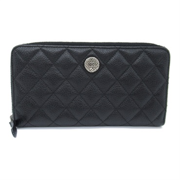 CHANEL Zippy Round long wallet Caviar leather Black Used Women SHW CC Coco