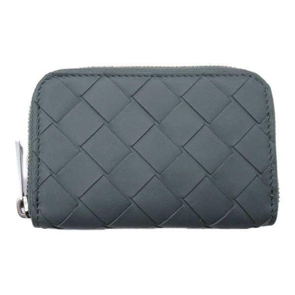 BOTTEGA VENETA Intrecciato coin purse zip around wallet leather dark blue used