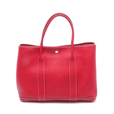 HERMES Garden party PM Tote Bag L Negonda leather red SHW Used