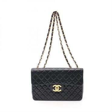 CHANEL CC Big Matelasse 34 Chain Shoulder Bag lamb Leather Black Used Women Coco