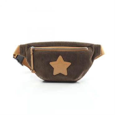 GUCCI Interlocking G Children's Waist bag 502095 leather Corduroy Khaki Used