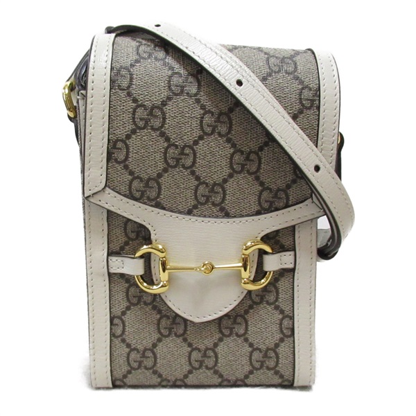 GUCCI Horsebit Shoulder Bag 625615 canvas GG Supreme Beige White Used Women