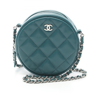 CHANEL Matelasse Mini Classic chain Shoulder crossbody Bag Caviar skin Green SHW