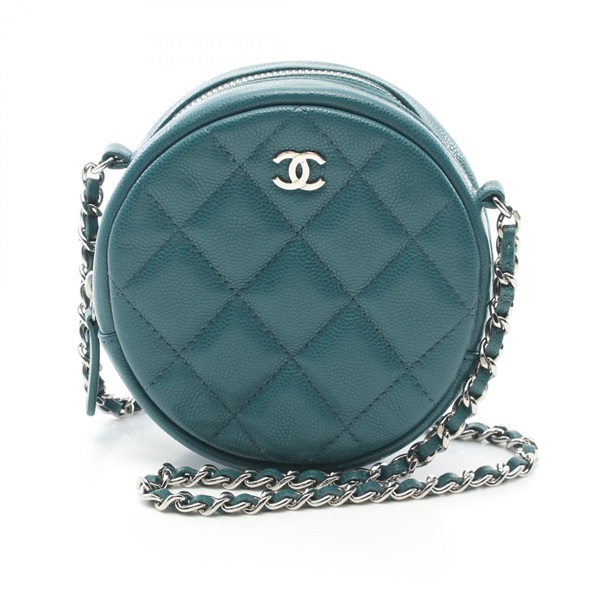 CHANEL Matelasse Mini Classic chain Shoulder crossbody Bag Caviar skin Green SHW