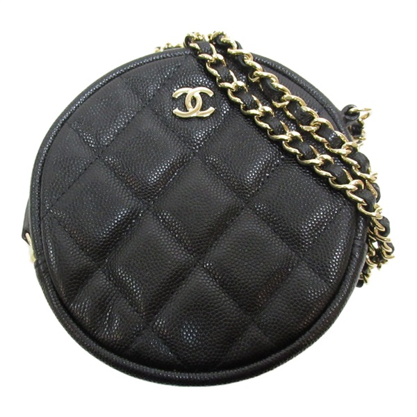CHANEL Matelasse Chain Shoulder Bag Caviar leather Black Used Women GHW CC Coco