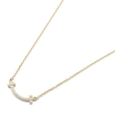 TIFFANY＆CO T Smile Mini Diamond Necklace Pendant 18KPG Pink Rose Gold Used