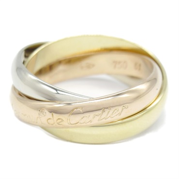 CARTIER Trinity Ring 18KYG RG WG Yellow White Rose Gold Used US size 5.75 #51