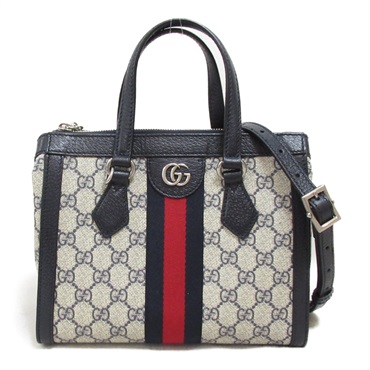 GUCCI OPHIDIA 2way Shoulder crossbody Bag 547551 leather GG Supreme Canvas navy