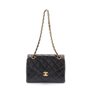 CHANEL CC Matelasse Chain Shoulder Bag lamb Leather Black Used Women Coco