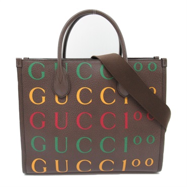 GUCCI 100 2Way Shoulder Tote Hand Bag 680956 GG canvas Brown Used Women