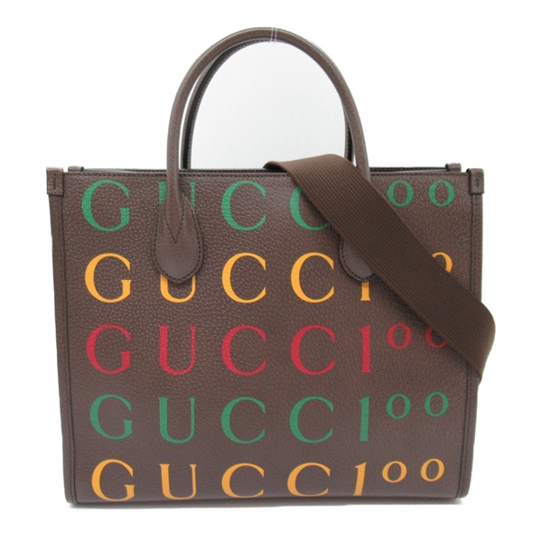 GUCCI 100 2Way Shoulder Tote Hand Bag 680956 GG canvas Brown Used Women