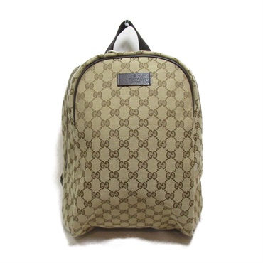 GUCCI Backpack Rucksack 449906 GG canvas Beige Dark brown Used Women