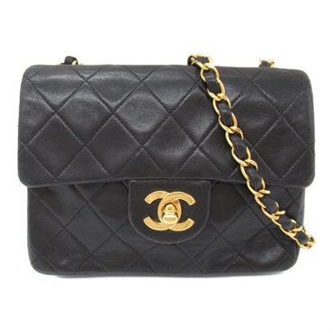 CHANEL CC Mini Matelasse Chain Shoulder bag Lamb leather Black Used Women Coco