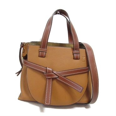 LOEWE Gate Top Handle Shoulder Bag 321.12.U61 leather Brown Camel Used Women