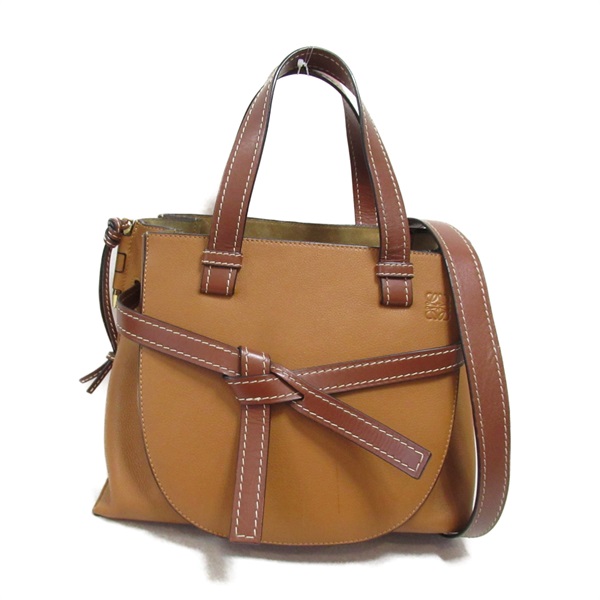 LOEWE Gate Top Handle Shoulder Bag 321.12.U61 leather Brown Camel Used Women