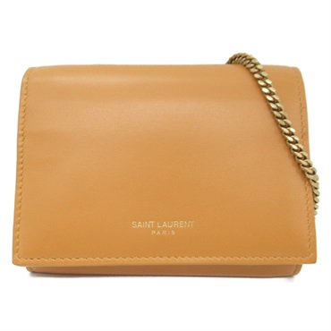 SAINT LAURENT Wallet on Chain Shoulder Bag 635219 leather Brown Used Women GHW