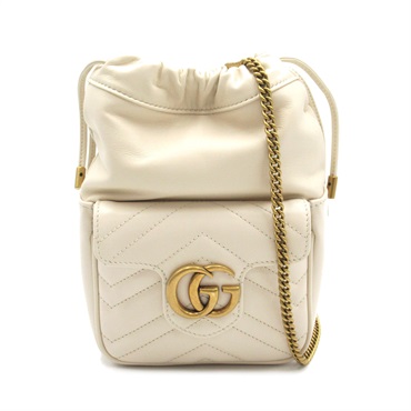GUCCI GG Marmont quilted mini bucket Shoulder Bag 746433AAB7C9022 leather White