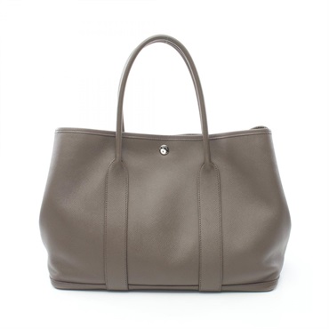 HERMES Garden Party PM Tote Bag 069577CK Epsom leather Brown Etain Used Women C