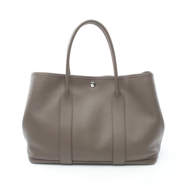 HERMES Garden Party PM Tote Bag 069577CK Epsom leather Brown Etain Used Women C