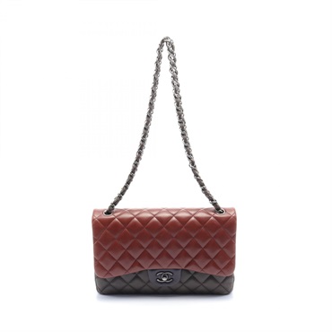 CHANEL CC Matelasse Shoulder Bag Lamb leather Bordeaux Khaki Navy Used Coco