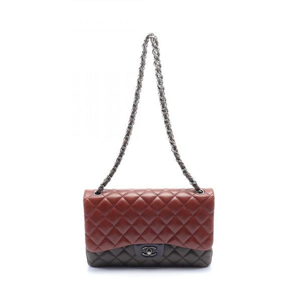 CHANEL CC Matelasse Shoulder Bag Lamb leather Bordeaux Khaki Navy Used Coco