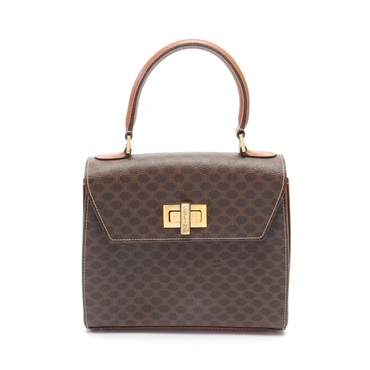 CELINE Macadam Handbag PVC coated canvas leather Brown Used Women GHW