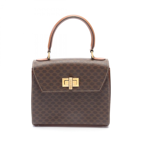 CELINE Macadam Handbag PVC coated canvas leather Brown Used Women GHW