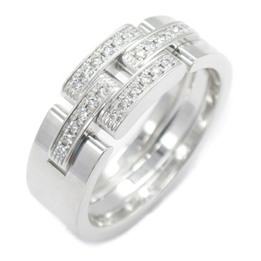 CARTIER Maillon PANTHERE diamond ring #5.75 K18 White Gold Used