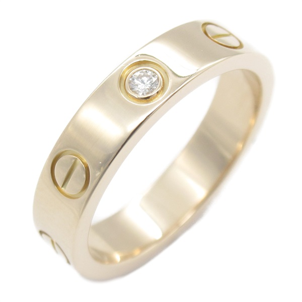 CARTIER Mini love ring 1P Diamond 18KPG Pink Rose Gold Used women #48 US #4.5