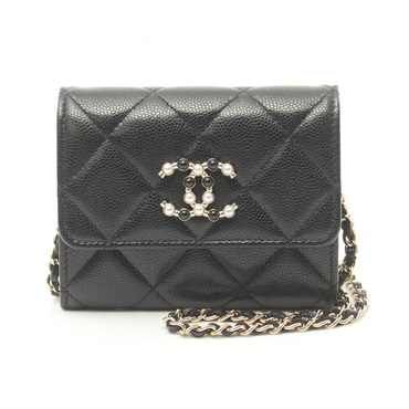 CHANEL CC Matelasse Mini Chain Shoulder Bag Caviar skin Black Used Women Coco