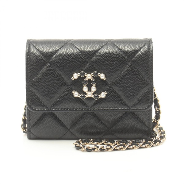 CHANEL CC Matelasse Mini Chain Shoulder Bag Caviar skin Black Used Women Coco