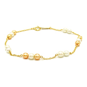 TASAKI Pearl Station Bracelet 18KYG Yellow Gold White Used Women