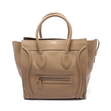 CELINE Luggage mini shopper Handbag 165213 leather Beige Used Women