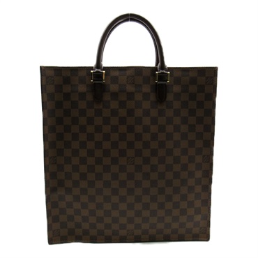 LOUIS VUITTON Sac Plat Tote Bag N51140 Damier canvas Brown Ebene Used Women LV