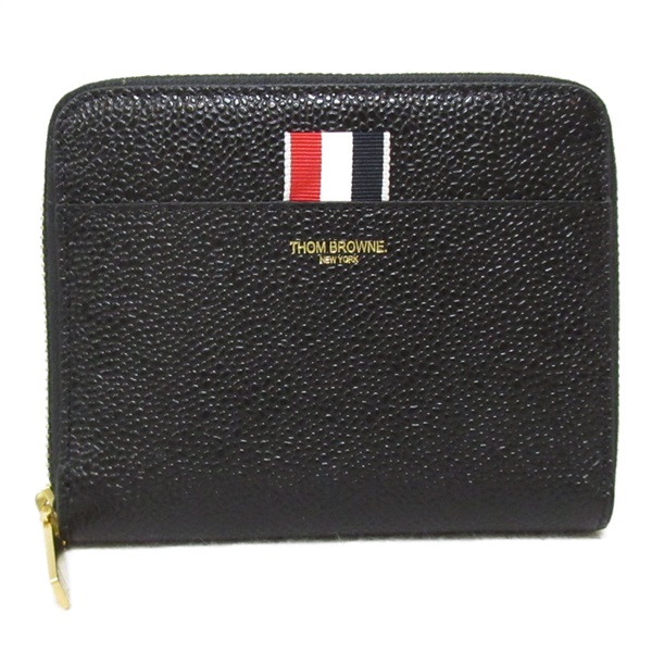 THOM BROWNE around zipper coin purse compact wallet FAW013A00198001 leather bk