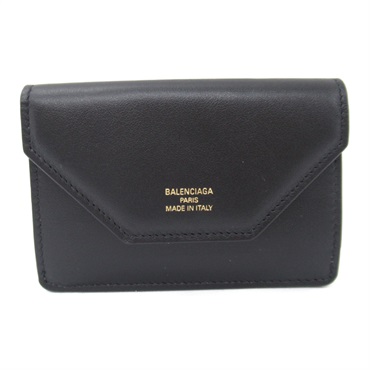 BALENCIAGA Tri-fold compact wallet purse 7367302AABY1061 Calfskin Black