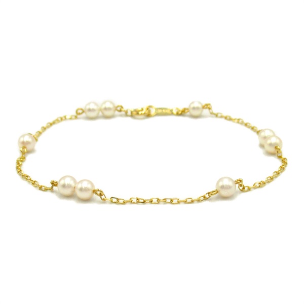 MIKIMOTO Akoya Pearl Bracelet K18 Yellow Gold White Used Women