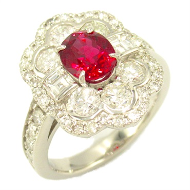 JEWELRY Ruby Diamond Ring Pt900Platinum Used women US size 6.25