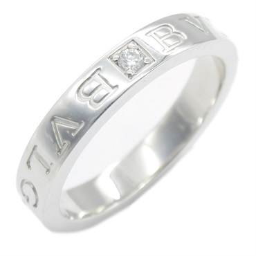 BVLGARI double logo diamond Ring K18 WG White Gold Clear Used US size #9 #9.25