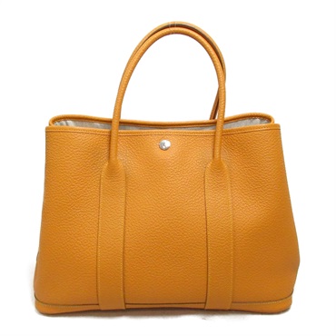 HERMES Garden Party PM Tote Bag Country leather Orange Used Women X SHW
