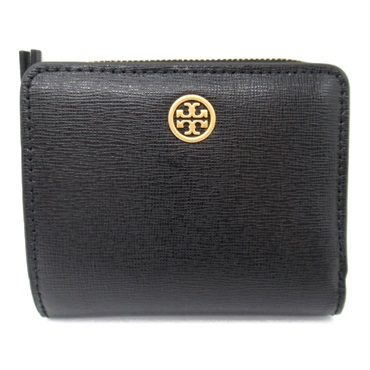 Tory Burch bifold compact wallet purse 88731001 Embossed leather Black