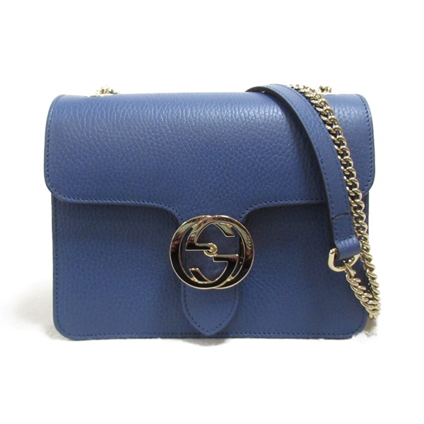 GUCCI Chain Shoulder Bag crossbody 510314 leather Blue Used Women SHW