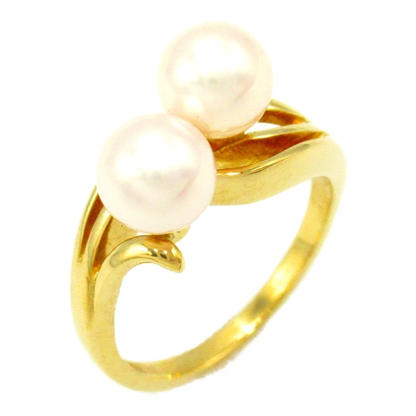 MIKIMOTO Pearl Ring 18KYG Yellow Gold White Used women US size 4.25