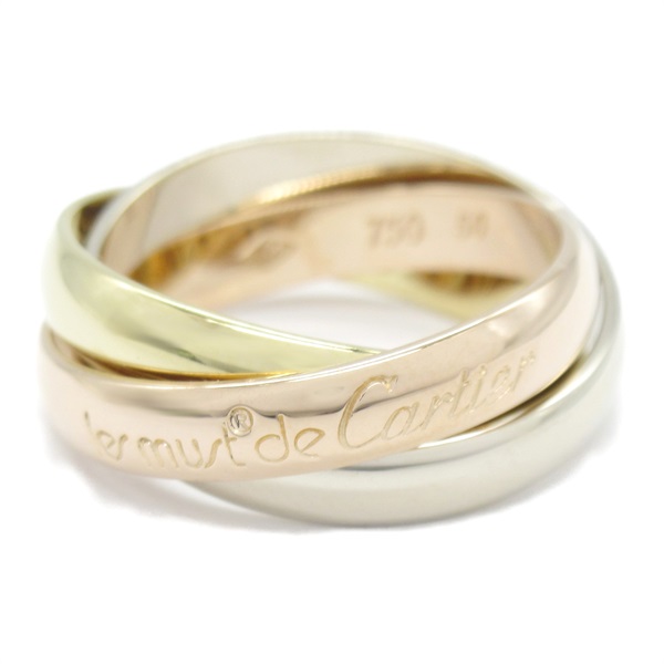 CARTIER Trinity Ring 18KYG RG WG Yellow White Rose Gold Used US size 5.25 #50