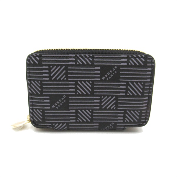 MORABITO coin purse wallet 015NNCR Calfskin Leather Black Gray NEW unisex