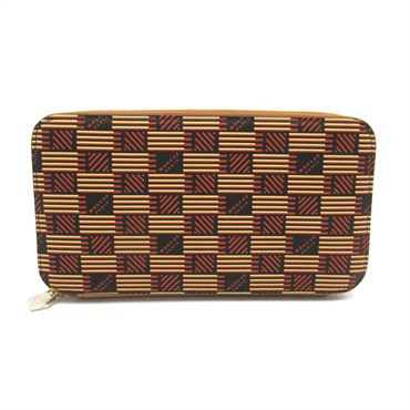 MORABITO Round long wallet purse 014CLCR Calfskin Brown Beige NEW unisex