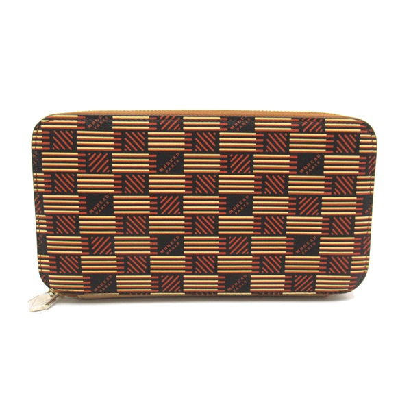 MORABITO Round long wallet purse 014CLCR Calfskin Brown Beige NEW unisex