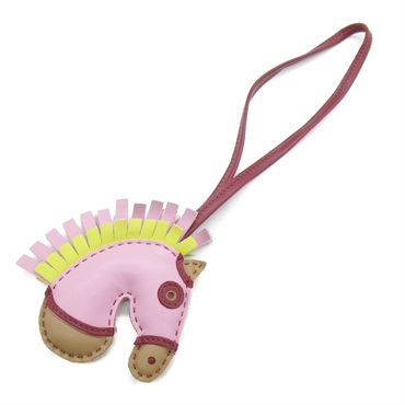 HERMES GeeGee Savannah Bag Charm Agneau milo leather Pink Used Women U