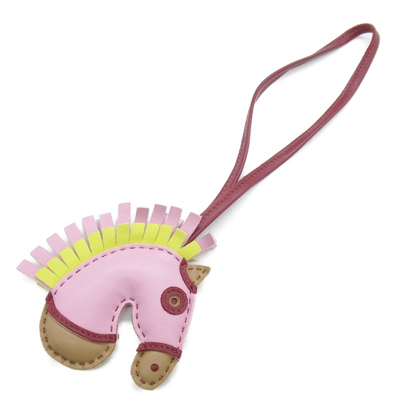 HERMES GeeGee Savannah Bag Charm Agneau milo leather Pink Used Women U