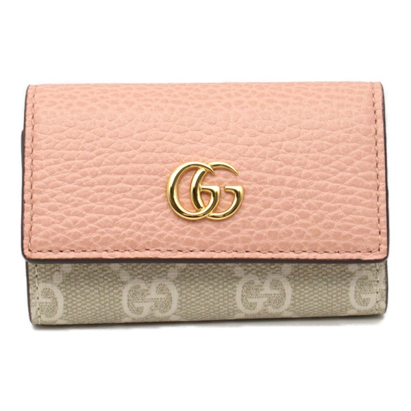 GUCCI 6 key holders case 456118 leather canvas Pink Used